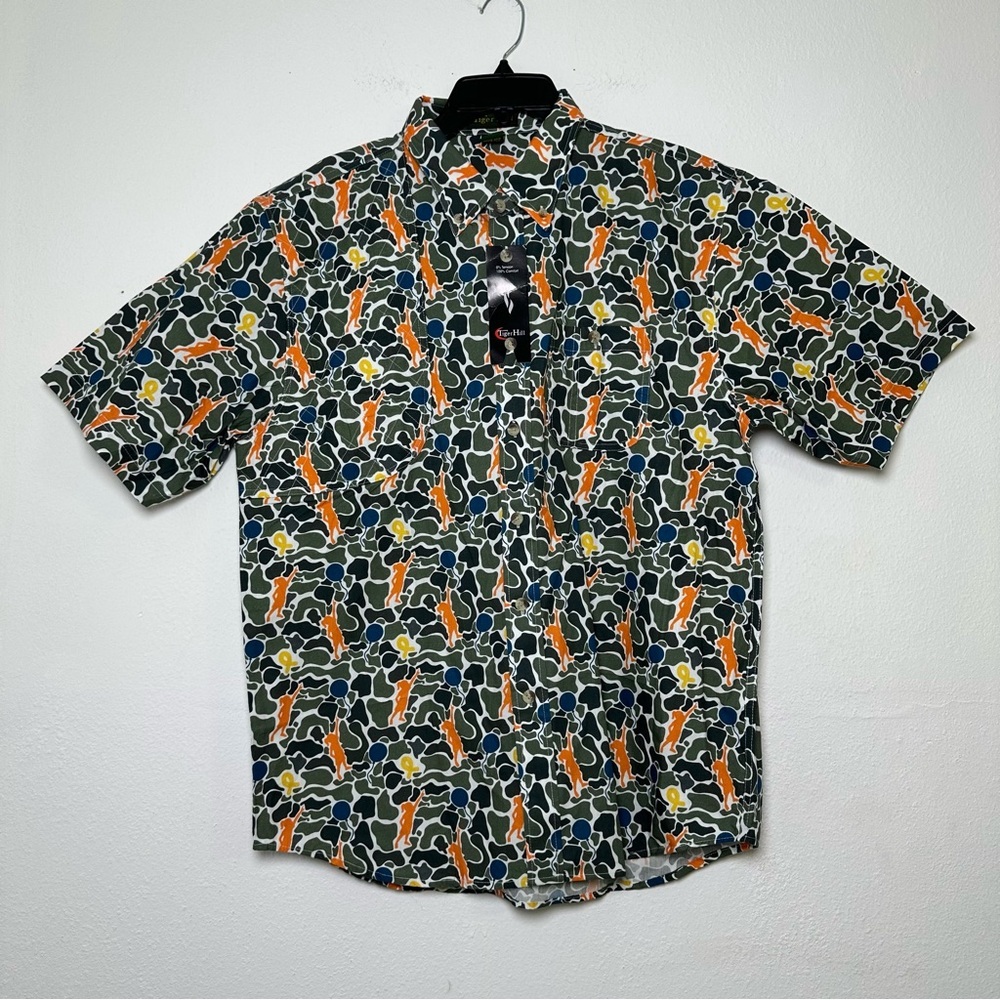 Tiger Hill Unisex Multicolor Button Down Shirt Right Front Quilted Pocket - Picture 2 of 11